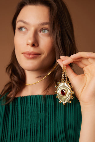 Maroon Red Crystal Necklace-Grand