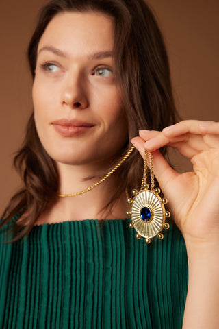 Navy Blue Crystal Necklace-Grand