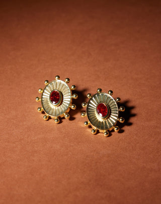 Maroon Red Crystal Earrings